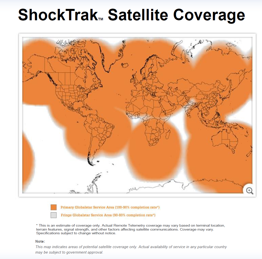 Shocktrak satellite coverage